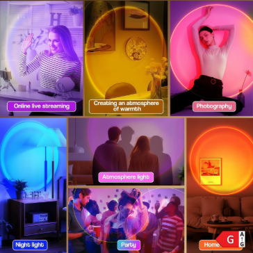 SunsetGlow™ LED Projector Lamp – 16 Colors with Remote Control